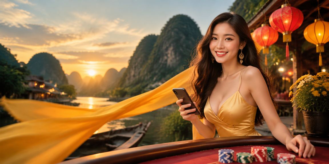 Người dùng tại Hội An truy cập casino trên điện thoại dưới ánh đèn lồng lung linh